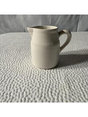 Ohio Pottery White Ceramic Creamer Glossy Finish Handles 4” Height